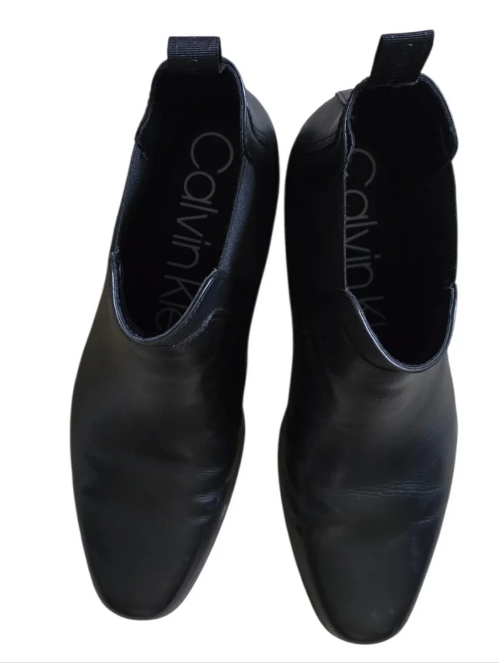 Calvin Klein Declan Men’s Black Leather Chelsea Boots Size 12 Dress Ankle
